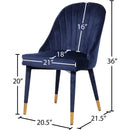  Color_Blue/ Gold -- Belle Navy Velvet Upholstered Dining Chair IMAGE 6