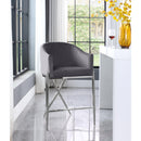  Color_Chrome/ Grey -- Xavier Grey Velvet Upholstered Counter Stool IMAGE 2