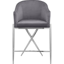  Color_Chrome/ Grey -- Xavier Grey Velvet Upholstered Counter Stool IMAGE 4