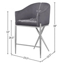  Color_Chrome/ Grey -- Xavier Grey Velvet Upholstered Counter Stool IMAGE 7