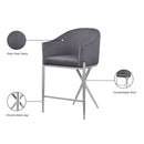  Color_Chrome/ Grey -- Xavier Grey Velvet Upholstered Counter Stool IMAGE 8