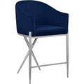  Color_Navy -- Xavier Navy Velvet Upholstered Counter Stool IMAGE 1