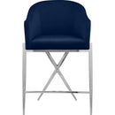  Color_Navy -- Xavier Navy Velvet Upholstered Counter Stool IMAGE 4