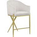  Color_Cream/ Gold -- Xavier Cream Velvet Upholstered Counter Stool IMAGE 1