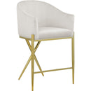  Color_Cream/ Gold -- Xavier Cream Velvet Upholstered Counter Stool IMAGE 1