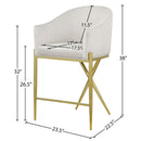 Color_Cream/ Gold -- Xavier Cream Velvet Upholstered Counter Stool IMAGE 7