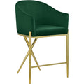  Color_Gold/ Green -- Xavier Green Velvet Upholstered Counter Stool IMAGE 1