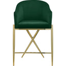  Color_Gold/ Green -- Xavier Green Velvet Upholstered Counter Stool IMAGE 4