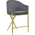  Color_Gold/ Grey -- Xavier Grey Velvet Upholstered Counter Stool IMAGE 1
