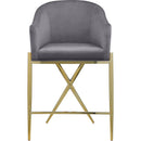  Color_Gold/ Grey -- Xavier Grey Velvet Upholstered Counter Stool IMAGE 4