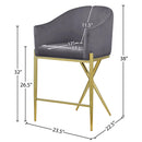  Color_Gold/ Grey -- Xavier Grey Velvet Upholstered Counter Stool IMAGE 7