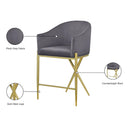  Color_Gold/ Grey -- Xavier Grey Velvet Upholstered Counter Stool IMAGE 8