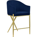  Color_Navy -- Xavier Navy Velvet Upholstered Counter Stool IMAGE 1
