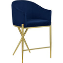  Color_Navy -- Xavier Navy Velvet Upholstered Counter Stool IMAGE 1