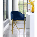  Color_Navy -- Xavier Navy Velvet Upholstered Counter Stool IMAGE 2