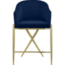  Color_Navy -- Xavier Navy Velvet Upholstered Counter Stool IMAGE 4