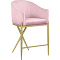  Color_Gold/ Pink -- Xavier Pink Velvet Upholstered Counter Stool IMAGE 1