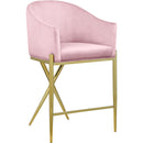  Color_Gold/ Pink -- Xavier Pink Velvet Upholstered Counter Stool IMAGE 1