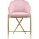  Color_Gold/ Pink -- Xavier Pink Velvet Upholstered Counter Stool IMAGE 4