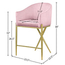  Color_Gold/ Pink -- Xavier Pink Velvet Upholstered Counter Stool IMAGE 7