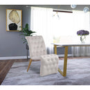  Color_Cream/ Gold -- Curve Cream Velvet Upholstered Dining Chair IMAGE 2