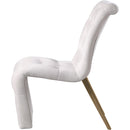  Color_Cream/ Gold -- Curve Cream Velvet Upholstered Dining Chair IMAGE 4