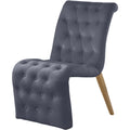  Color_Gold/ Grey -- Curve Grey Velvet Upholstered Dining Chair IMAGE 1