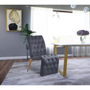  Color_Gold/ Grey -- Curve Grey Velvet Upholstered Dining Chair IMAGE 2
