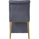  Color_Gold/ Grey -- Curve Grey Velvet Upholstered Dining Chair IMAGE 3