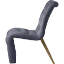  Color_Gold/ Grey -- Curve Grey Velvet Upholstered Dining Chair IMAGE 4