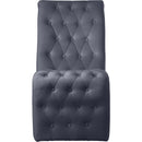  Color_Gold/ Grey -- Curve Grey Velvet Upholstered Dining Chair IMAGE 5