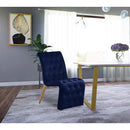  Color_Blue/ Gold -- Curve Navy Velvet Upholstered Dining Chair IMAGE 2