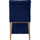  Color_Blue/ Gold -- Curve Navy Velvet Upholstered Dining Chair IMAGE 3