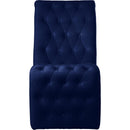  Color_Blue/ Gold -- Curve Navy Velvet Upholstered Dining Chair IMAGE 5