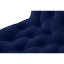  Color_Blue/ Gold -- Curve Navy Velvet Upholstered Dining Chair IMAGE 6