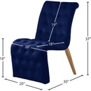  Color_Blue/ Gold -- Curve Navy Velvet Upholstered Dining Chair IMAGE 7