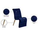  Color_Blue/ Gold -- Curve Navy Velvet Upholstered Dining Chair IMAGE 8