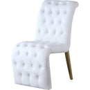 Color_Gold/ White -- Curve White Velvet Upholstered Dining Chair IMAGE 1