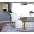  Color_Gold/ White -- Curve White Velvet Upholstered Dining Chair IMAGE 2