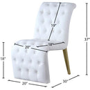  Color_Gold/ White -- Curve White Velvet Upholstered Dining Chair IMAGE 6