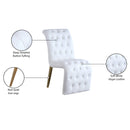  Color_Gold/ White -- Curve White Velvet Upholstered Dining Chair IMAGE 7