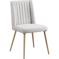  Color_Cream/ Brushed Gold -- Eleanor Cream Linen Textured Fabric Upholstered Dining Chair IMAGE 1