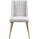  Color_Cream/ Brushed Gold -- Eleanor Cream Linen Textured Fabric Upholstered Dining Chair IMAGE 5