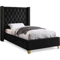  Color_Black Size_Twin -- Meridian Barolo Upholstered Panel Bed IMAGE 1