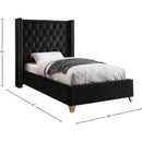  Color_Black  Size_Twin  -- Barolo Black Velvet Upholstered Twin Bed IMAGE 4