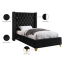  Color_Black  Size_Twin  -- Barolo Black Velvet Upholstered Twin Bed IMAGE 5
