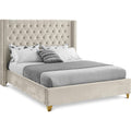 Color_Cream  Size_Full  -- Barolo Cream Velvet Upholstered Full Bed IMAGE 1