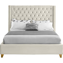  Color_Cream  Size_King  -- Barolo Cream Velvet Upholstered King Bed IMAGE 3