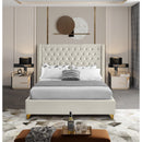  Color_Cream  Size_King  -- Barolo Cream Velvet Upholstered King Bed IMAGE 4