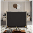  Color_Cream  Size_Queen  -- Barolo Cream Velvet Upholstered Queen Bed IMAGE 6